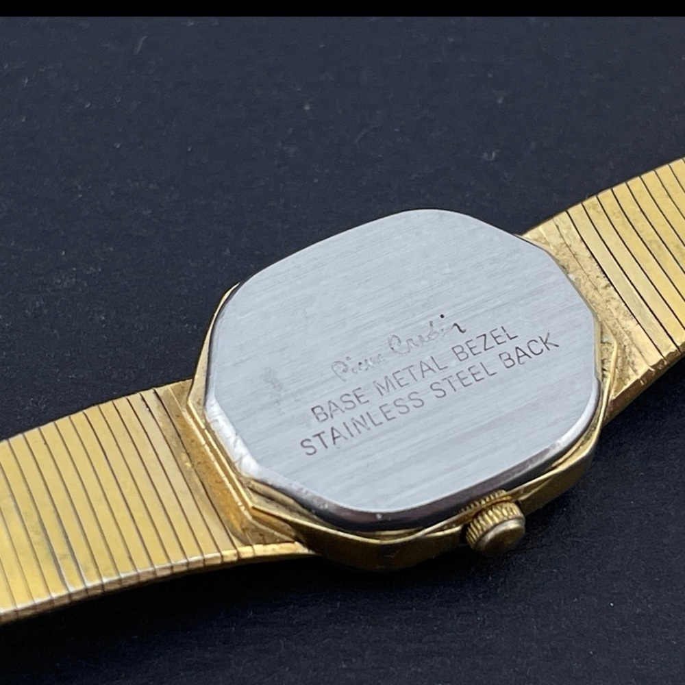 Vintage Wrist Watch Pierre Cardin Women's Quartz Gold tone small Square Bezel - Picture 5 of 13